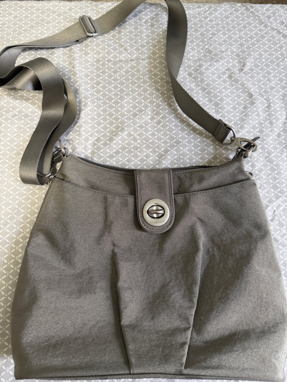 Baggallini Gray Crossbody Bag with Silver Hardware